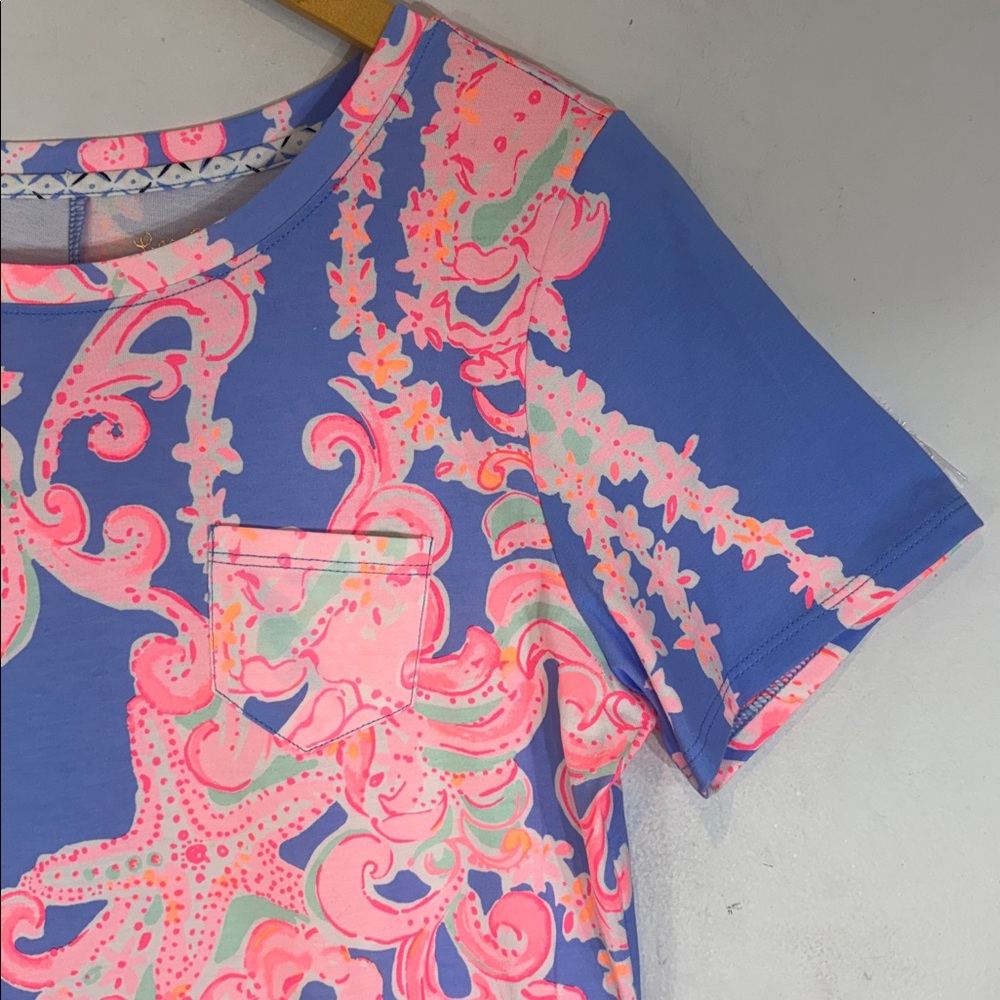 Lilly Pulitzer DECLAN DRESS medium GO WITH THE FLOW ENG Blue Peri NWOT - Picture 7 of 15